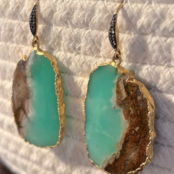 Gold Dipped Stone Earrings - Picture 2 of 4